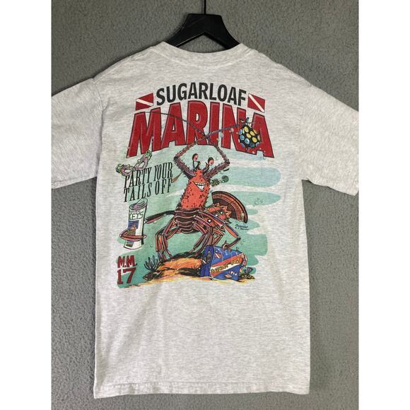 Sugarloaf Marina Bass Boat Men's Gray Graphic Tee S Short Sleeve Crew Neck - Picture 6 of 7